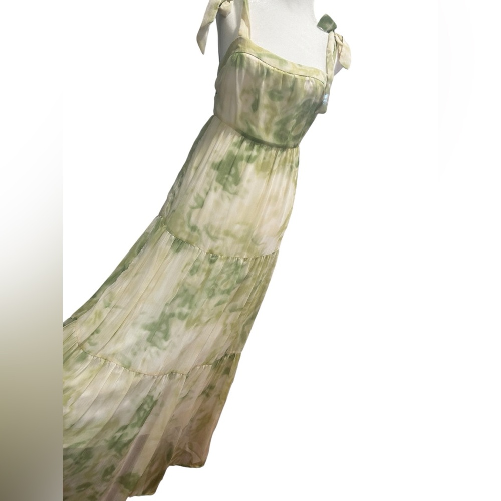 REVOLVE Line & Dot PalmTie Shoulder Tiered Maxi Dress Green Tie Dye Cottagecore - Picture 4 of 7